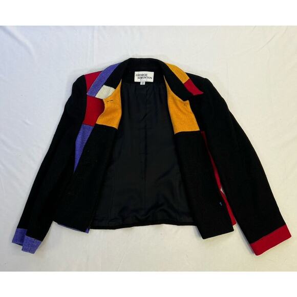 VTG 80s George Simonton Womens Colorblock Blazer Jacket Size 10 Maximalist USA - Picture 10 of 10